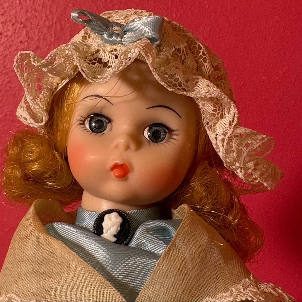 Vintage Madame Alexander #559 Blue Doll Retro Display with Stand GUC Collectible